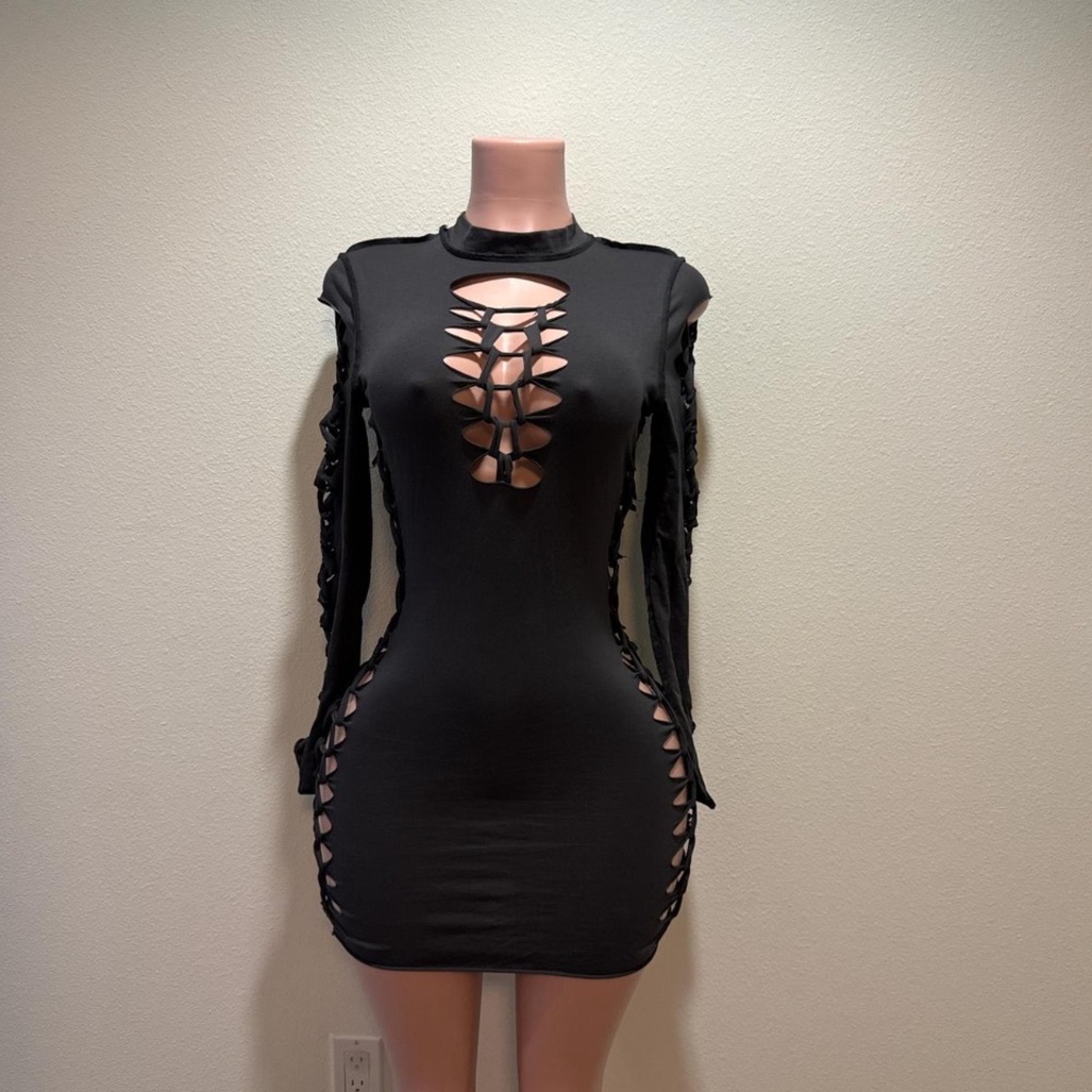 Elegant Black Cut-Out Dress